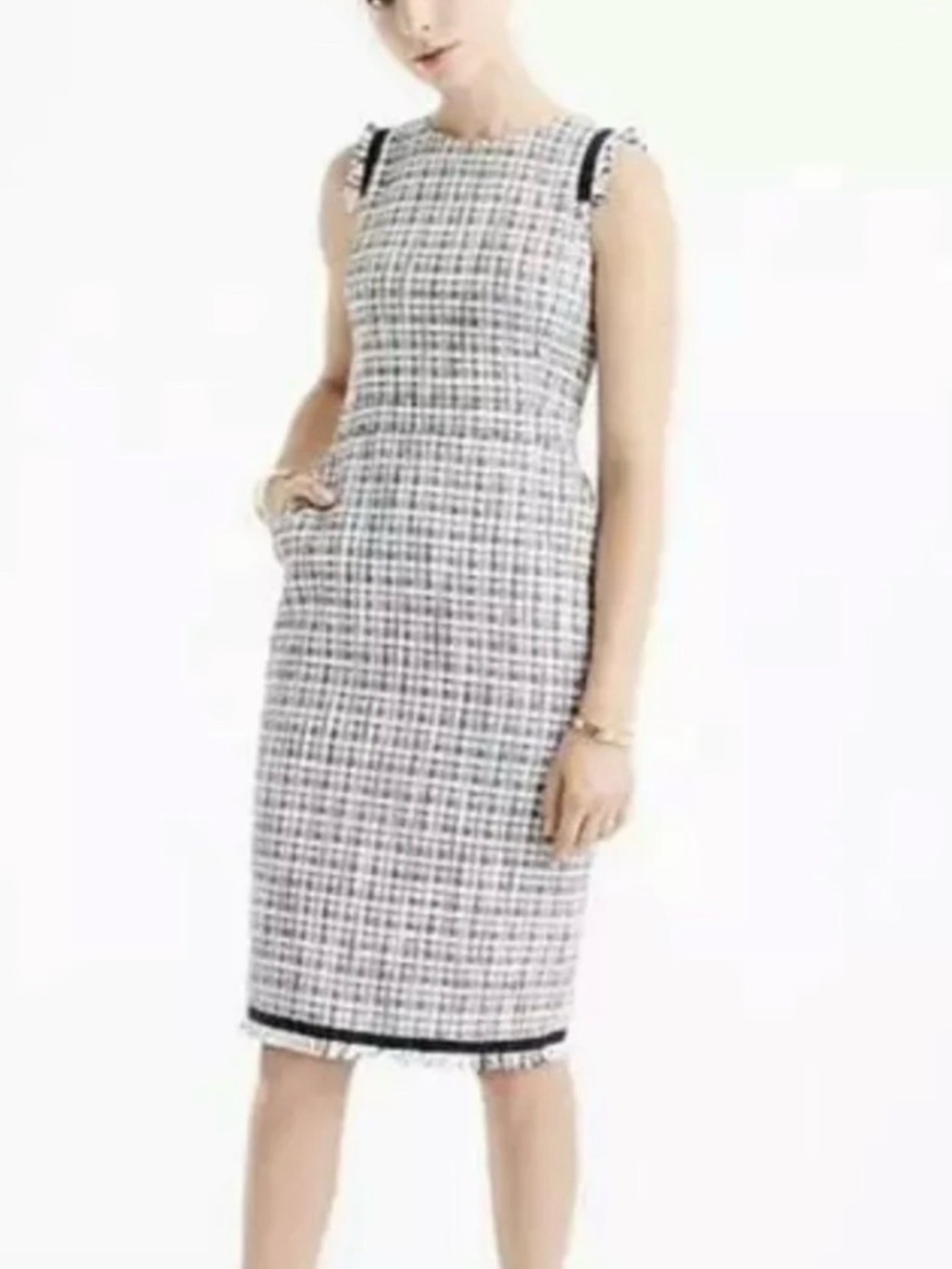 J. Crew Black and White Tweed Sheath Dress